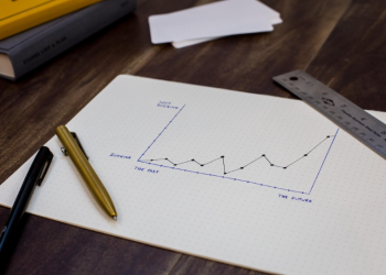 A line chart created with a pen and paper for financial forecasting